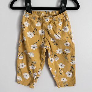 Golden White Floral Print Pant - 6 Months